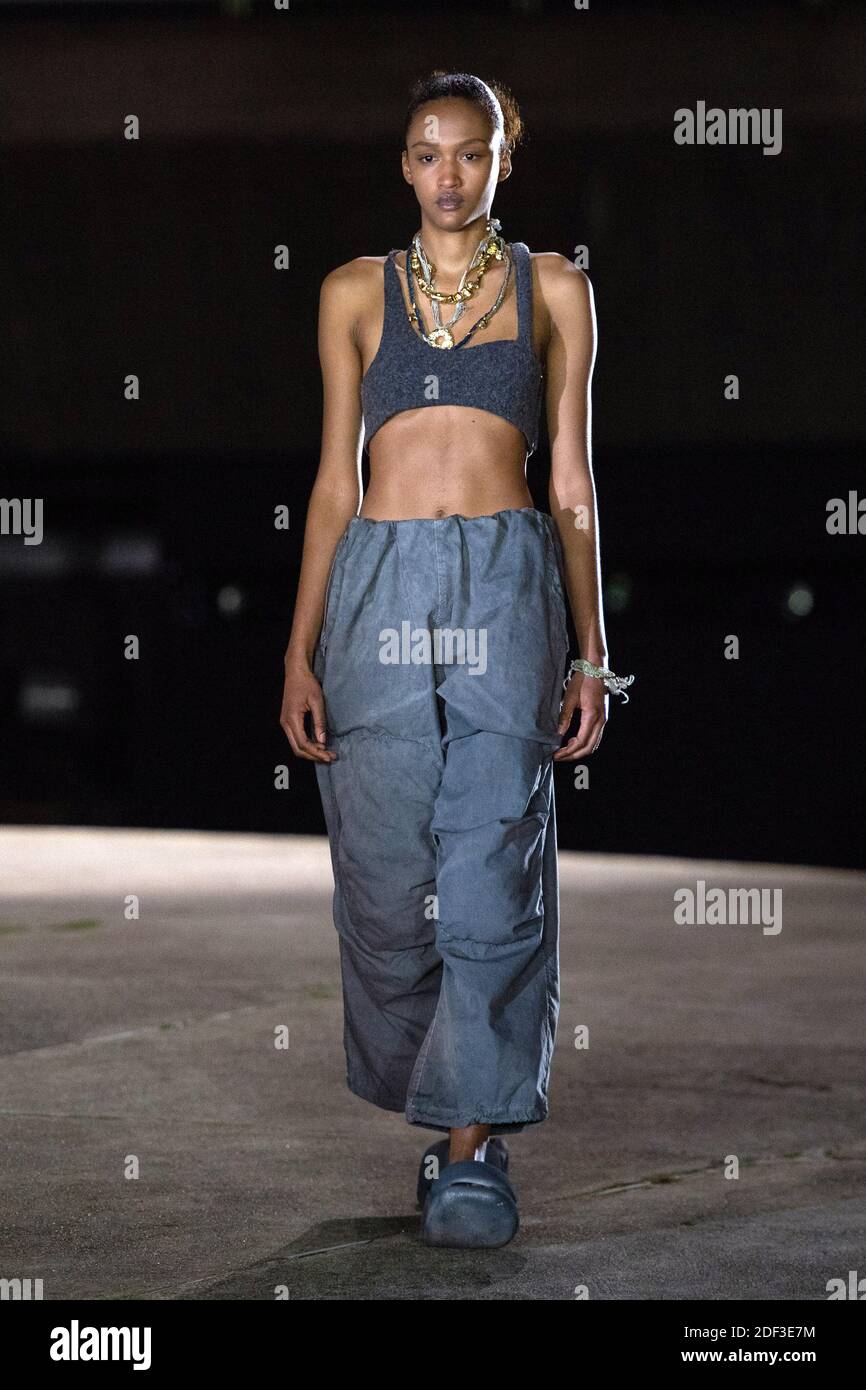 A model walks the runway during the Yeezy Season 8 show as part of the Paris