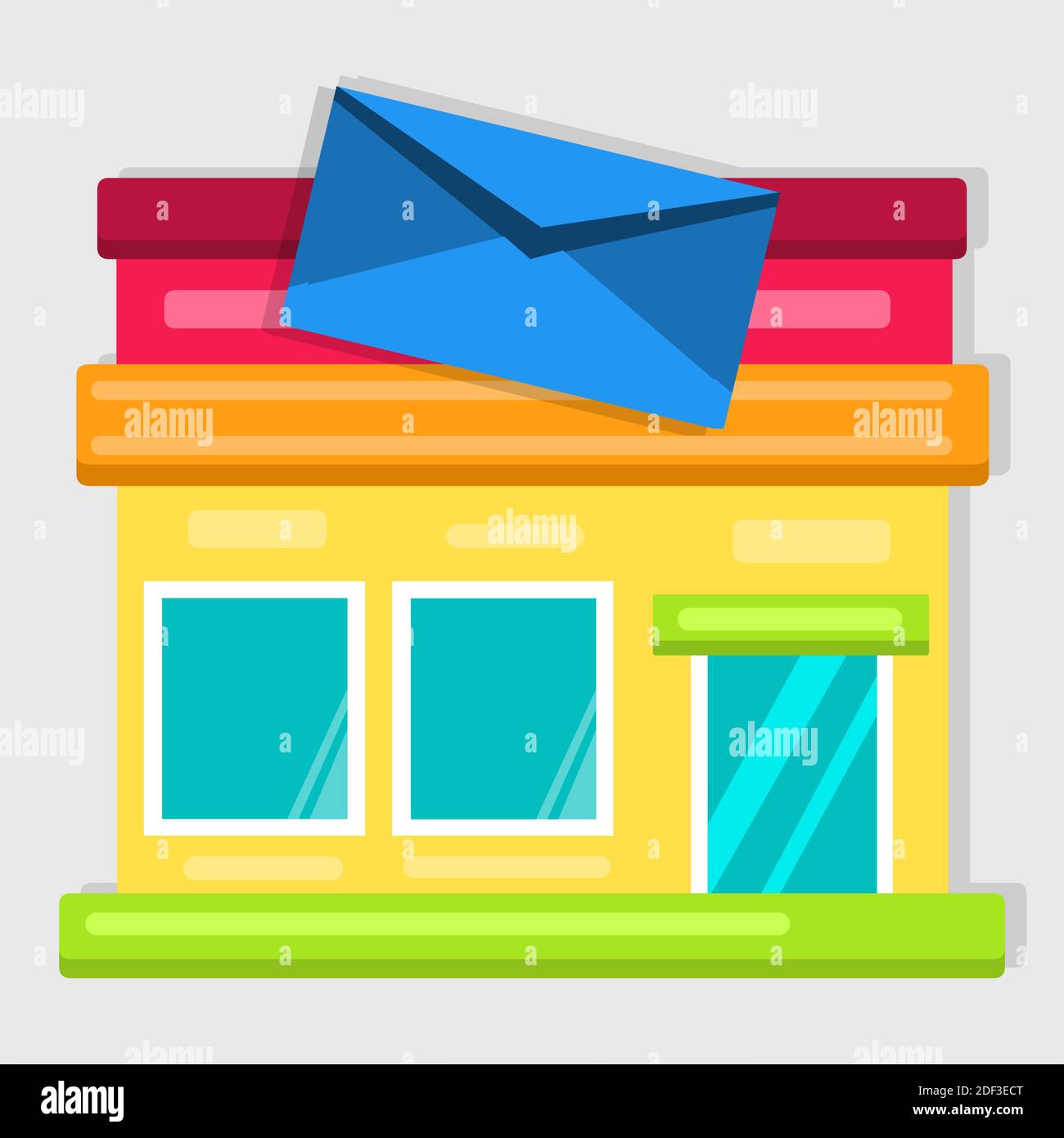 post office building vector illustration in flat style Stock Vector