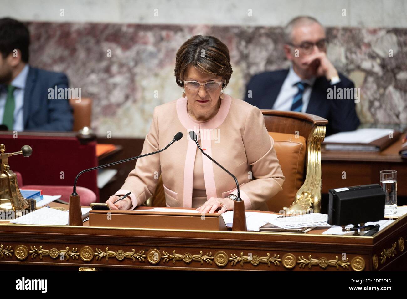 Deputy, Annie Genevard attends a session of Questions to the Government