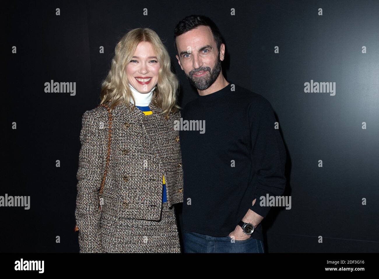 Lea Seydoux and Nicolas Ghesquiere attending the Louis Vuitton show as part  of the Paris Fashion