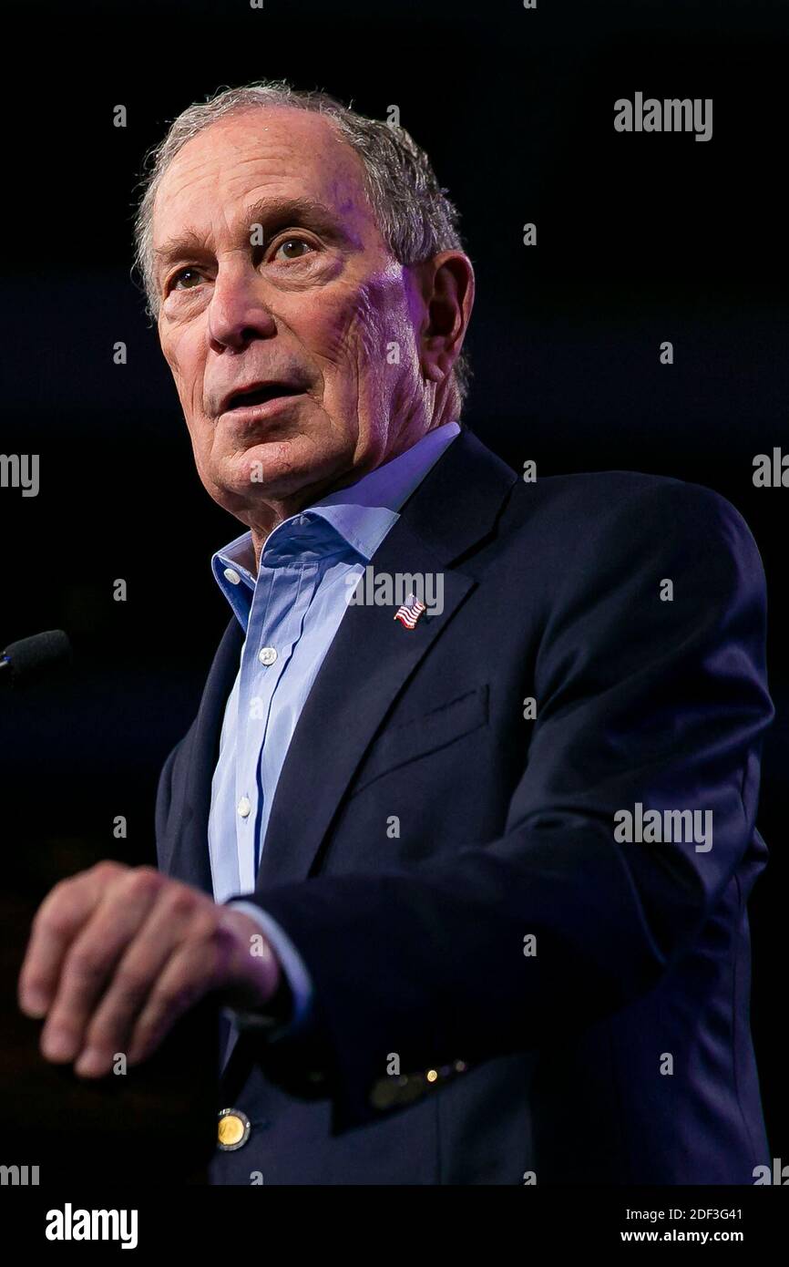 NO FILM, NO VIDEO, NO TV, NO DOCUMENTARY - Democratic presidential candidate Mike Bloomberg speaks during a campaign rally at the Palm Beach County Convention Center in West Palm Beach, FL, USA, on Tuesday, March 3, 2020. Photo by Matias J. Ocner/Miami Herald/TNS/ABACAPRESS.COM Stock Photo
