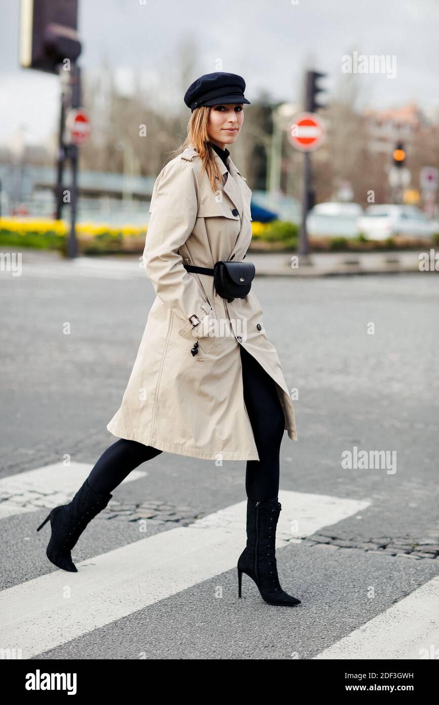 Street style, Laury Thilleman arriving at Lacoste Fall Winter 2020-2021  show, held at Tennis Club, Paris, France, on March 3rd, 2020. Photo by  Marie-Paola Bertrand-Hillion/ABACAPRESS.COM Stock Photo - Alamy