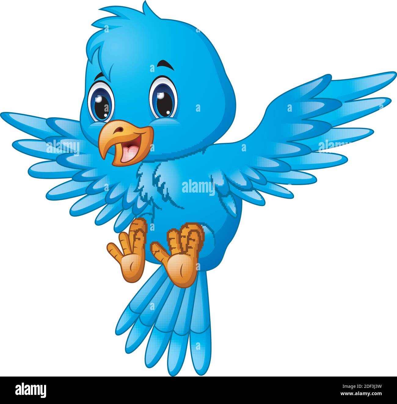 Vector illustration of Cute blue bird cartoon flying Stock Vector Image ...