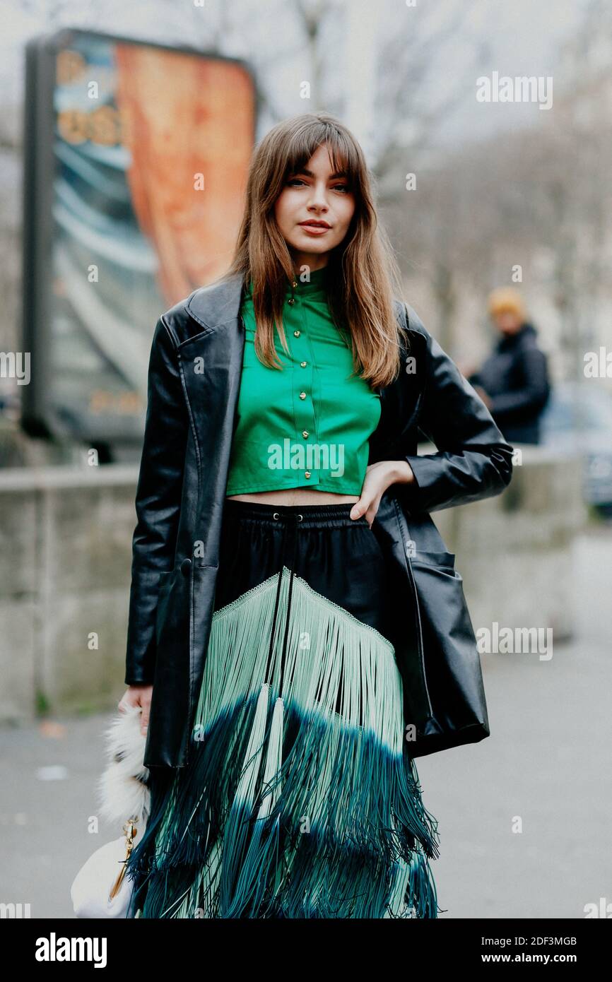 Street style, Mara Lafontan arriving at Victoria Tomas Fall Winter 2020