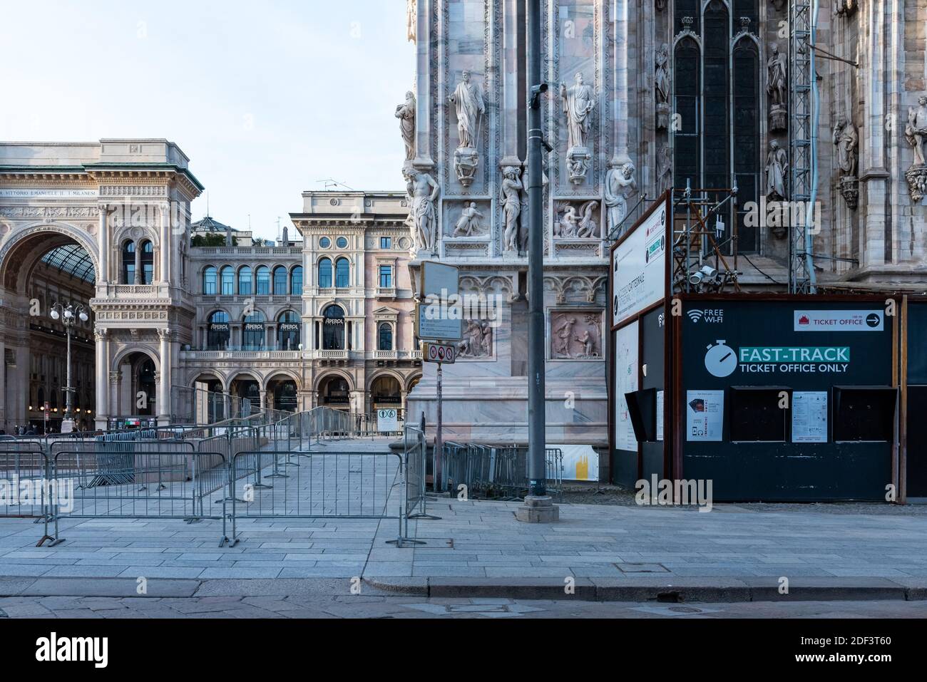 Duomo's ticket office is closed, there is still the space for the line, but not the line . Rome, Italy on March 10, 2020. The death toll in Italy from the coronavirus COVID-19 surged to 631 on Tuesday after 168 more fatalities were confirmed in the last 24 hours, according to the officials. The Italian Government imposed travel restrictions and a ban on public gatherings to help fight the spread of a disease that has infected 10 149 people in the Mediterranean country in just over two weeks. Photo by Enza Tamborra/ABACAPRESS.COM Stock Photo
