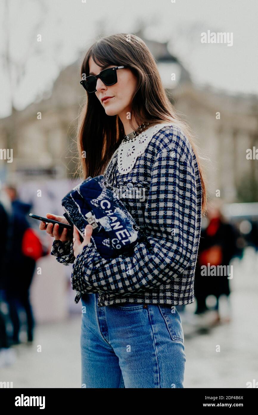 Street style, Leia Sfez arriving at Chanel Fall Winter 2020-2021 show