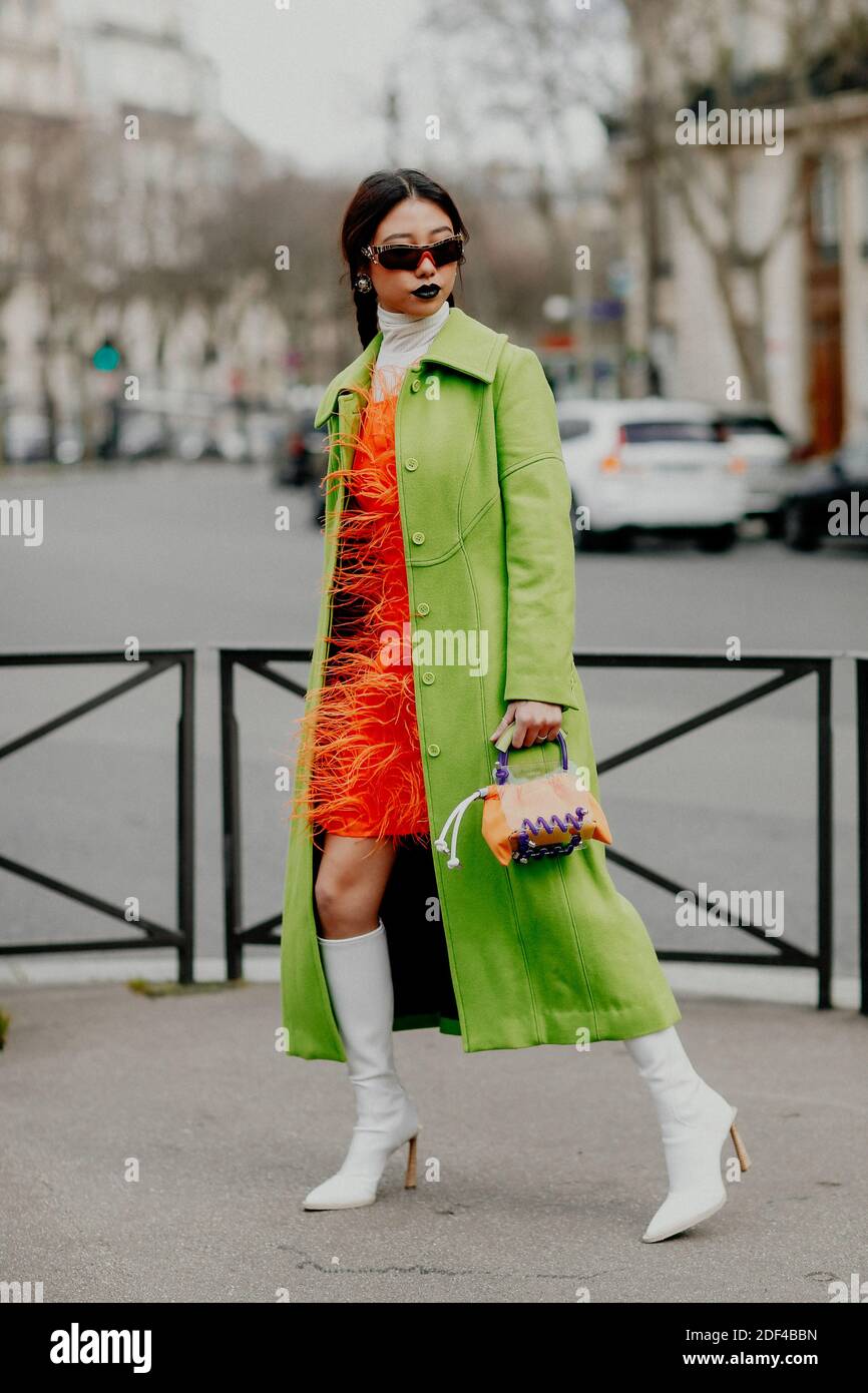 Street style, arriving at Miu Miu Fall Winter 2020-2021 show, held at Iena,  Paris, France, on March 3, 2020. Photo by Marie-Paola  Bertrand-Hillion/ABACAPRESS.COM Stock Photo - Alamy