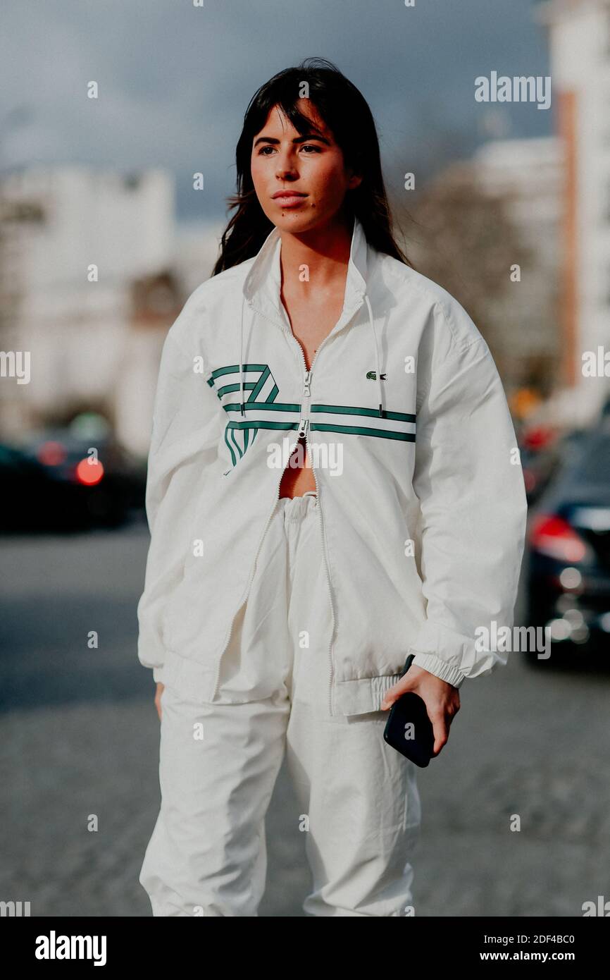Street style, Nina Urgell Cloquell arriving at Lacoste Fall Winter 2020-2021  show, held at Tennis Club de Paris, Paris, France, on March 3, 2020. Photo  by Marie-Paola Bertrand-Hillion/ABACAPRESS.COM Stock Photo - Alamy