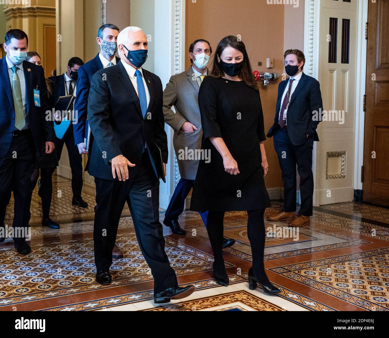 Washington, United States. 02nd Dec, 2020. Former Vice President Mike Pence leaving the Senate Chamber after the swearing-in of U.S. Senator Mark Kelly (D-AZ) as a Senator. Credit: SOPA Images Limited/Alamy Live News Stock Photo