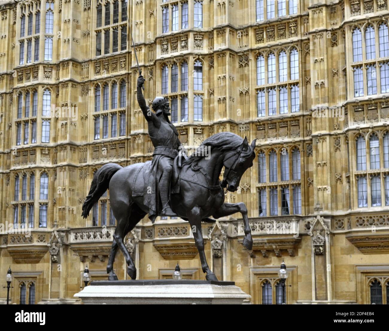Monument to Richard Lionheart in Front of Parliament Building Stock Photo