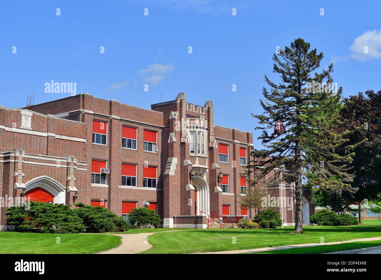 Polo, Illinois, USA. A small town high school in northwestern Illinois. Stock Photo