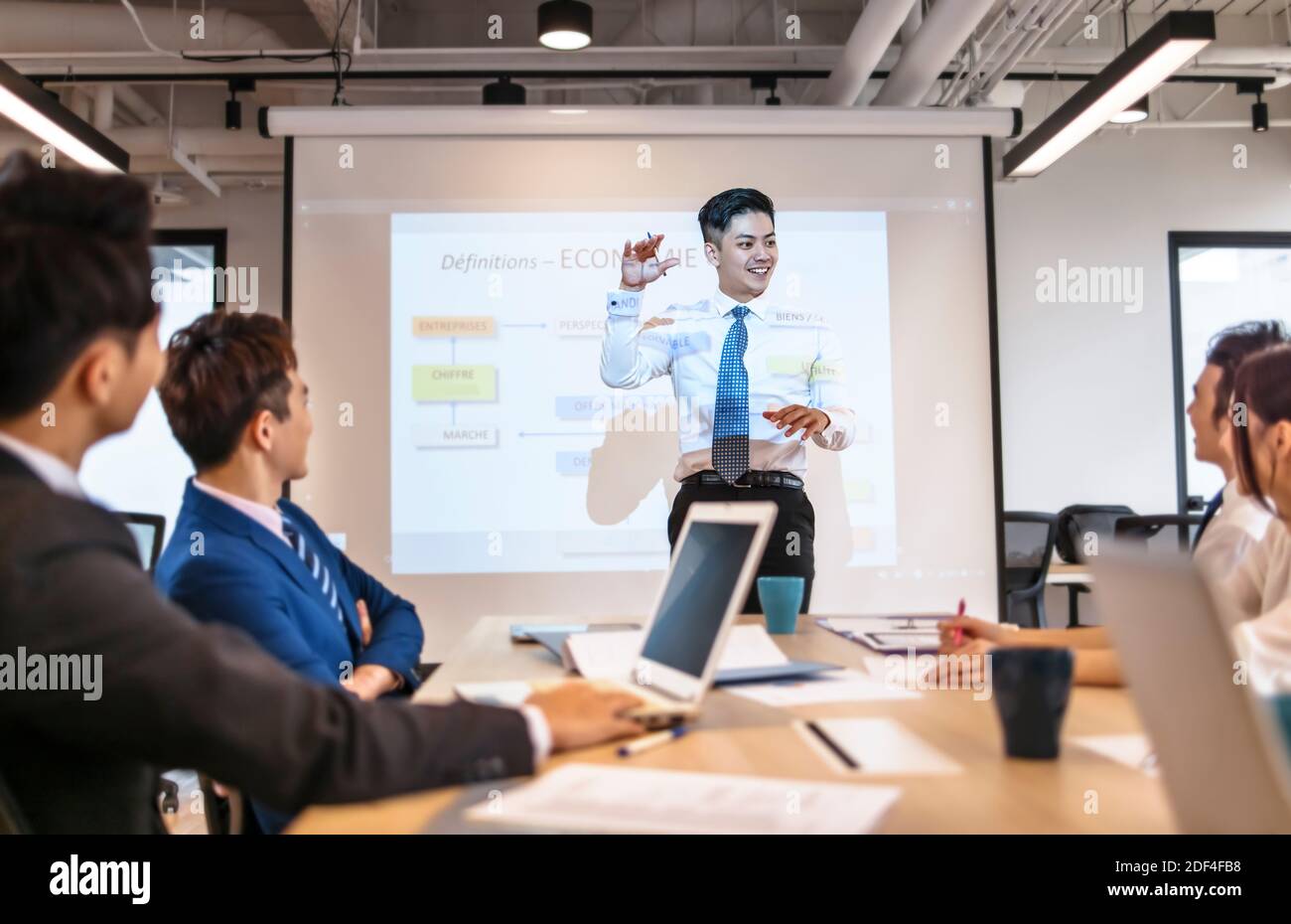 Business man making  presentation in conference room Stock Photo