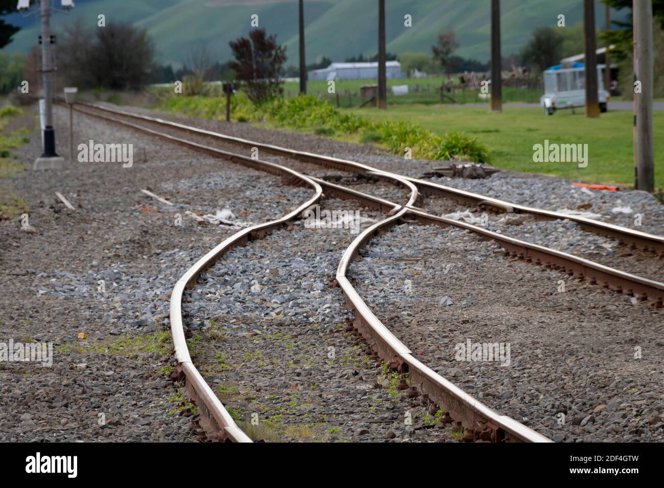 Railway lines, Otane, Central Hawkes Bay, North island, New Zealand
