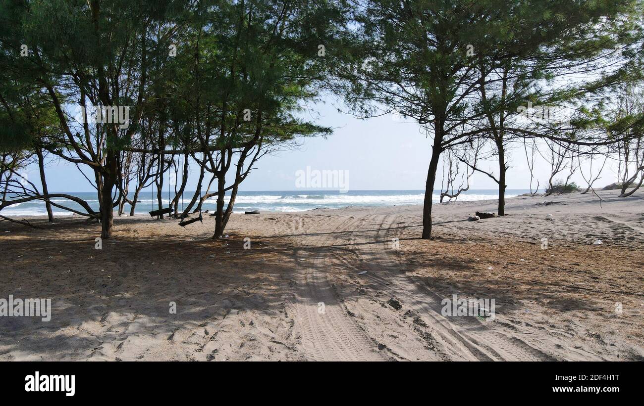 aerial view of parangtritis beach in Yogyakarta. Stock Photo