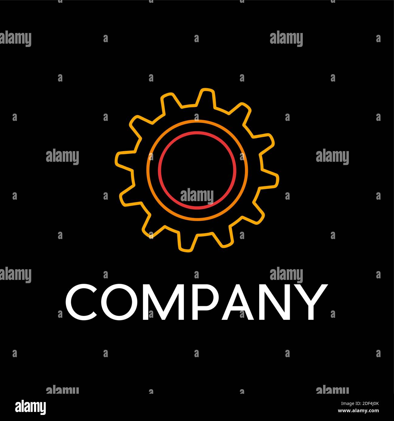 Vector sign abstract gear, in linear style on black background Stock Vector