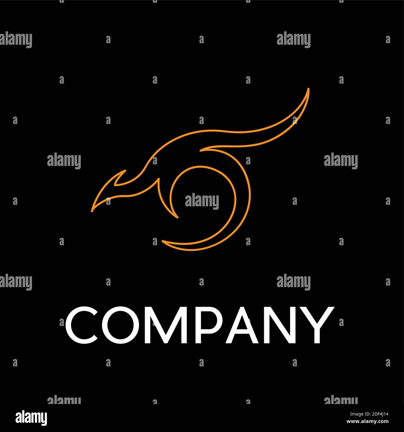 Vector sign abstract kangaroo, in linear style on black background Stock Vector