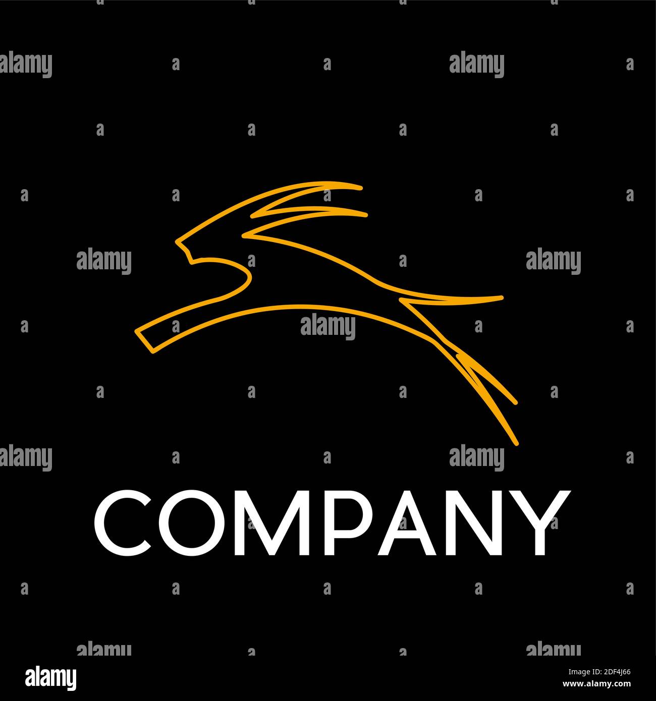 Vector sign abstract antelope, in linear style on black background Stock Vector