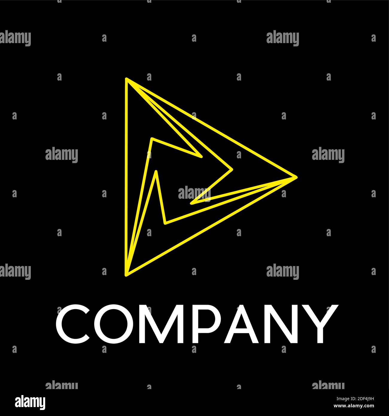 Vector sign abstract triangle, in linear style on black background ...