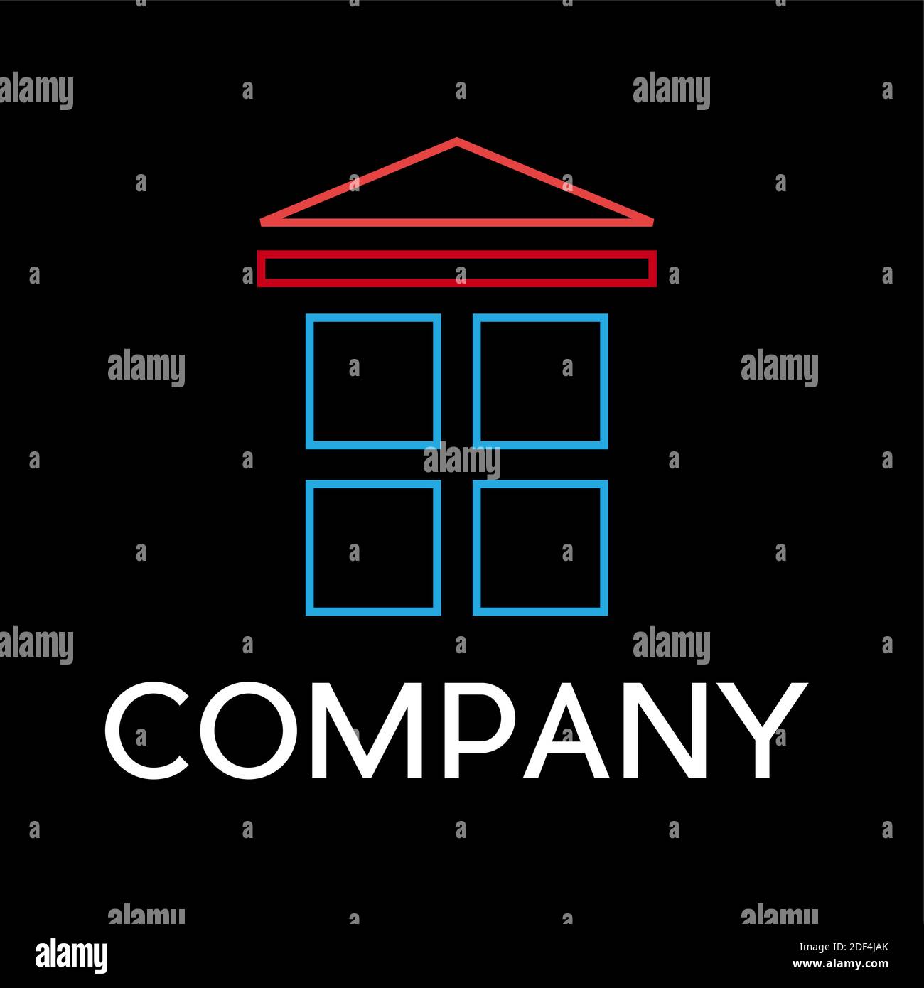 Vector sign window with blue glasses on black background Stock Vector