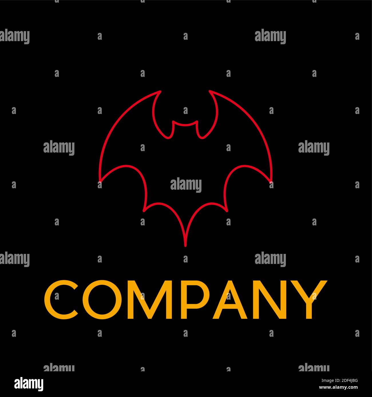 Vector sign abstract bat, in linear style on black background Stock ...
