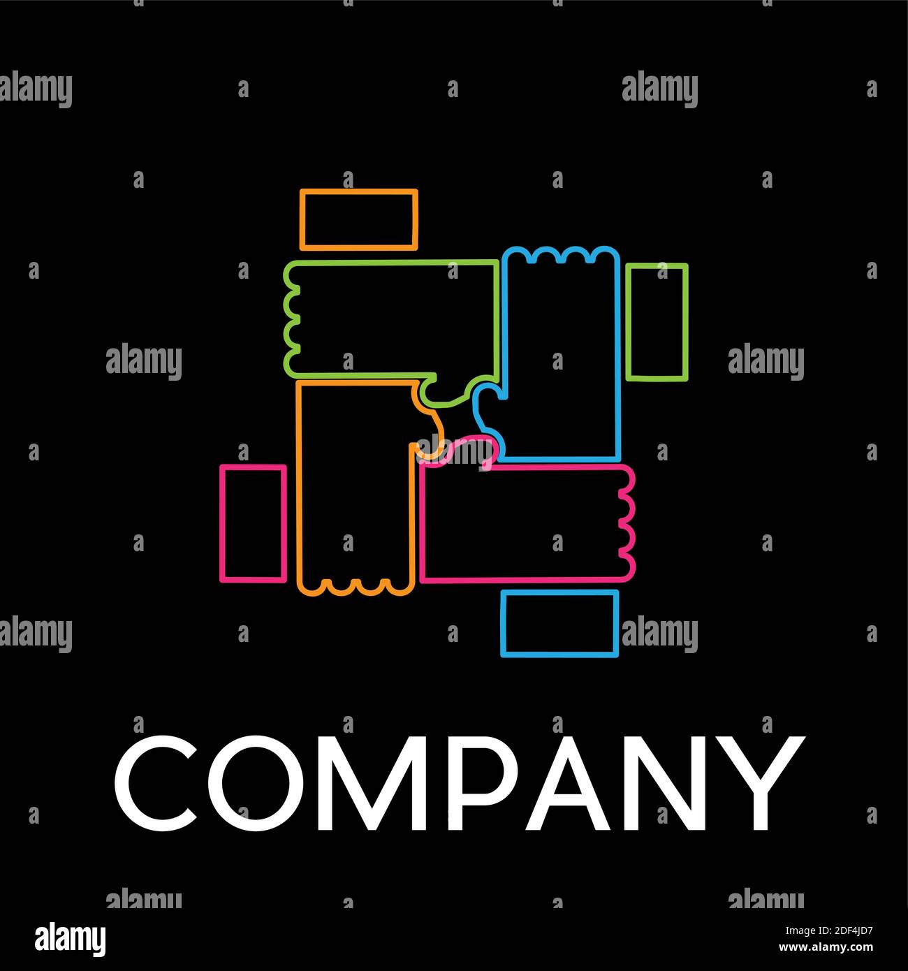 Vector sign hands crossed, teamwork concept , in linear style on black background Stock Vector