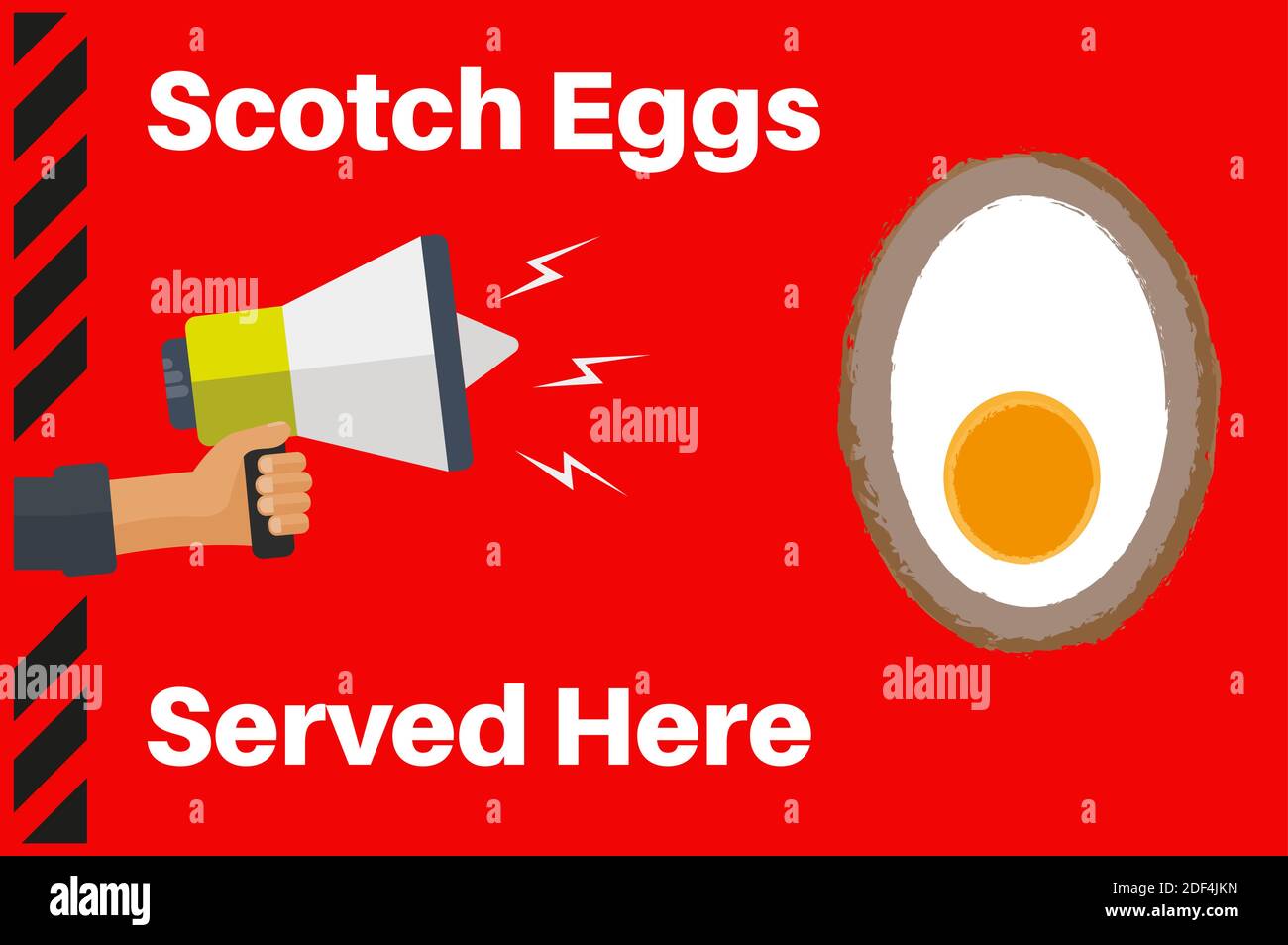 Scotch Eggs served here vector illustration on a red background Stock Vector