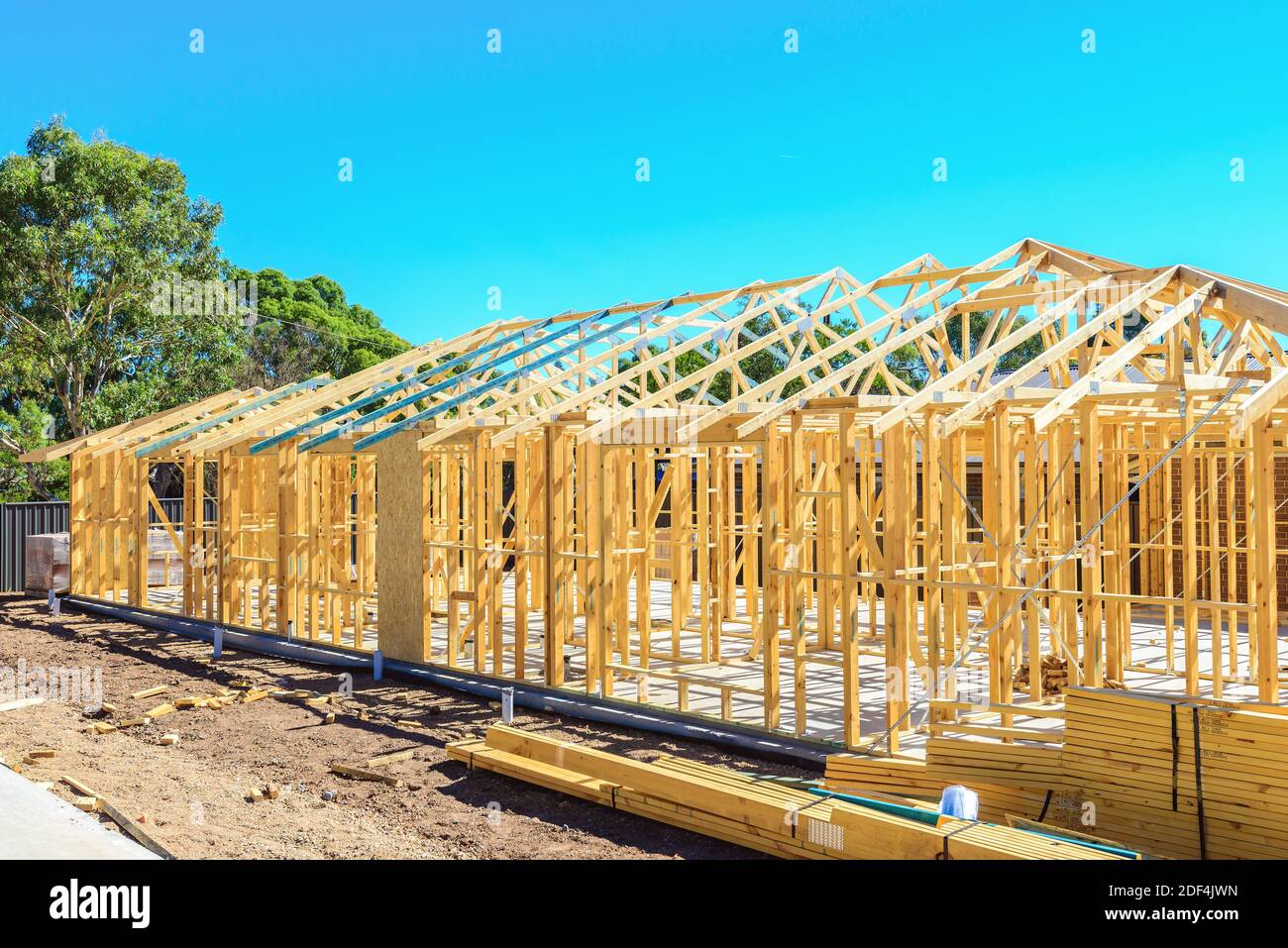 New Australian house timber frame installation process at the