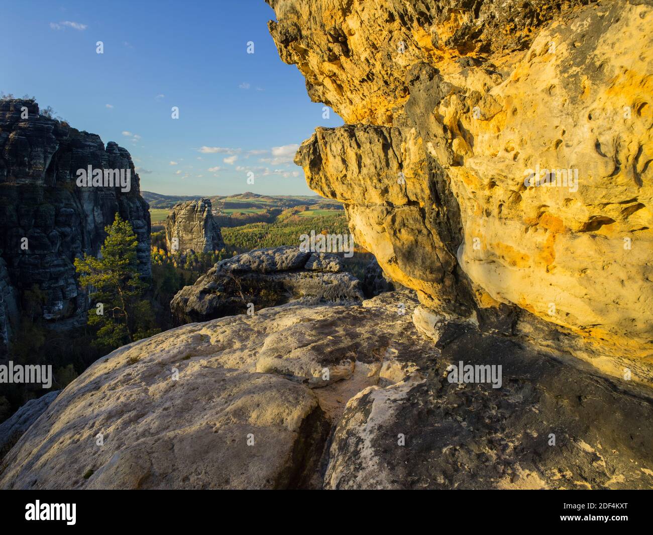geography / travel, Germany, Saxony, landscapes, autumn scenery near the Schrammsteinen, Additional-Rights-Clearance-Info-Not-Available Stock Photo