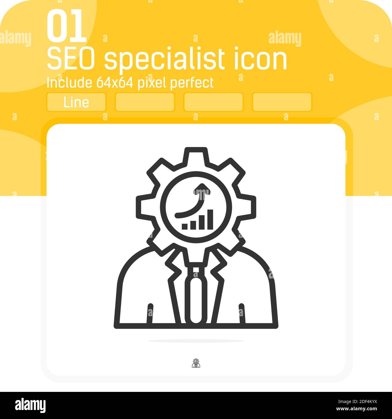 seo specialist icon with outline style isolated on white background. Vector illustration seo specialist sign symbol icon concept for web design Stock Vector