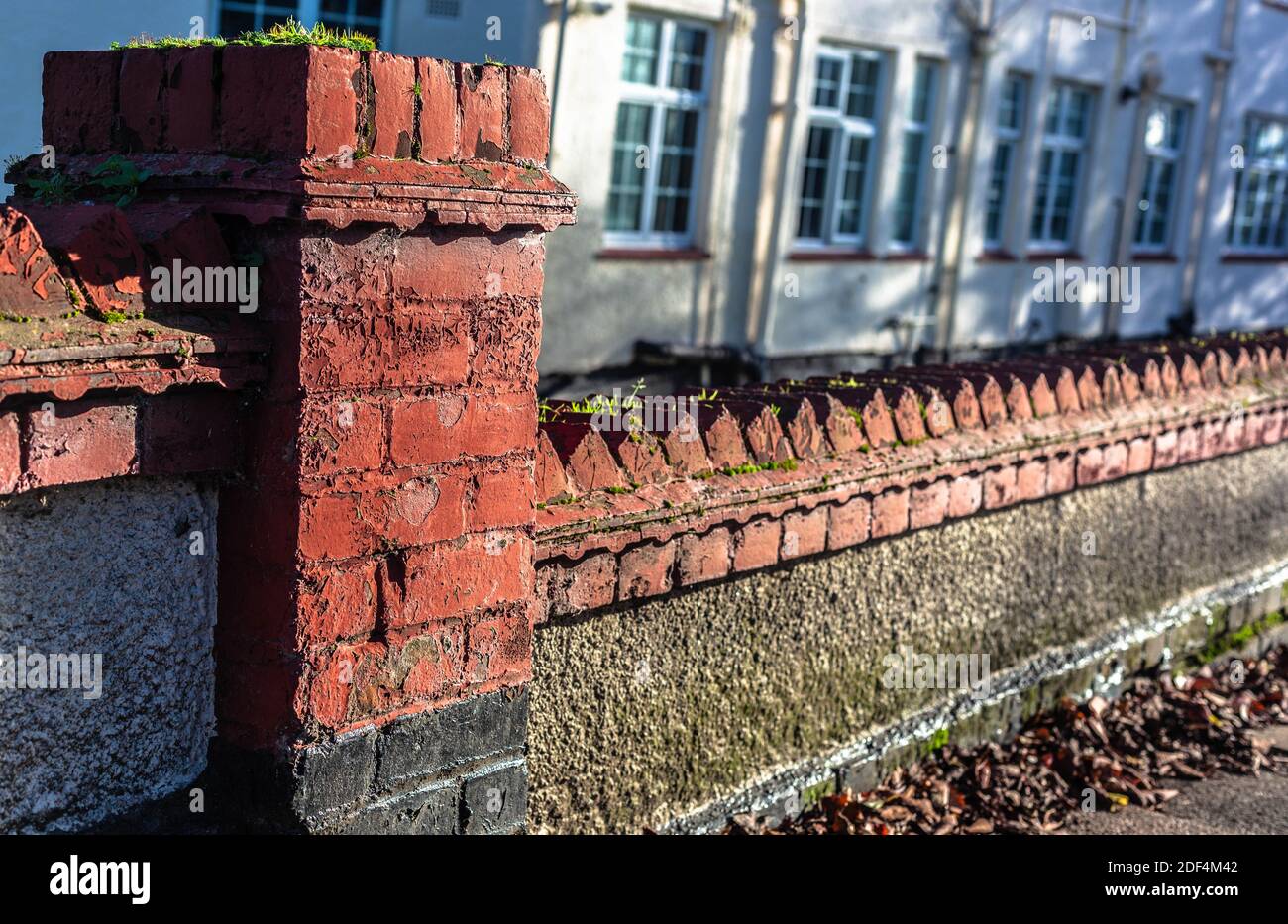 A front garden wall with coping of bricks Stock Photo Alamy
