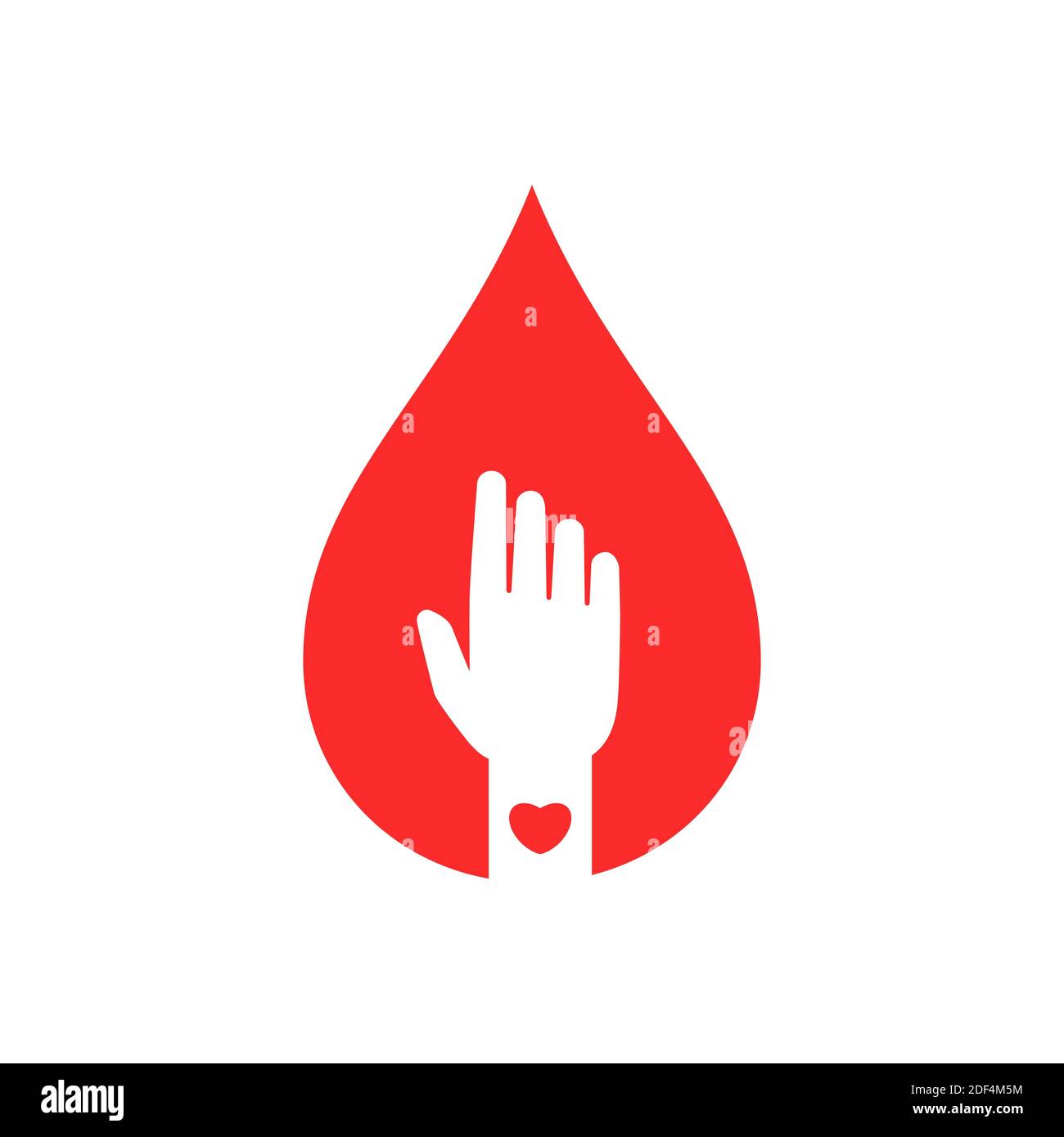 Blood Drop With Donor Hand And Heart Donate Blood Concept World Blood Donor Day Logo Vector Flat Illustration Stock Vector Image Art Alamy