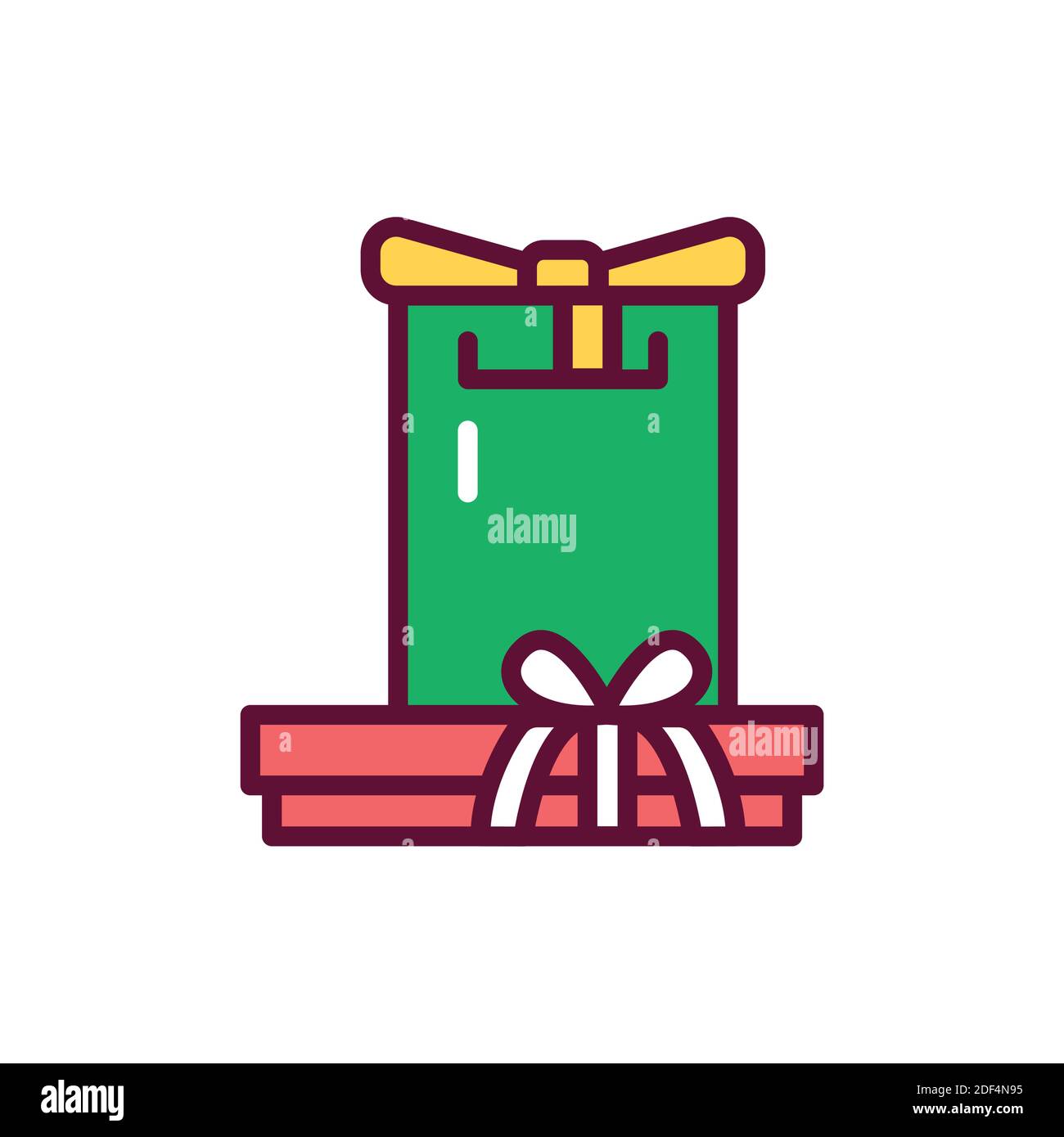 Gift wrapping line icon. Isolated vector element. Stock Vector