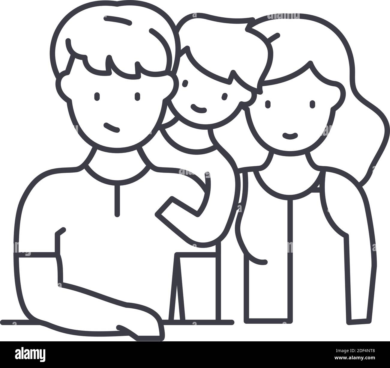 Mother, father and boy icon, linear isolated illustration, thin line ...