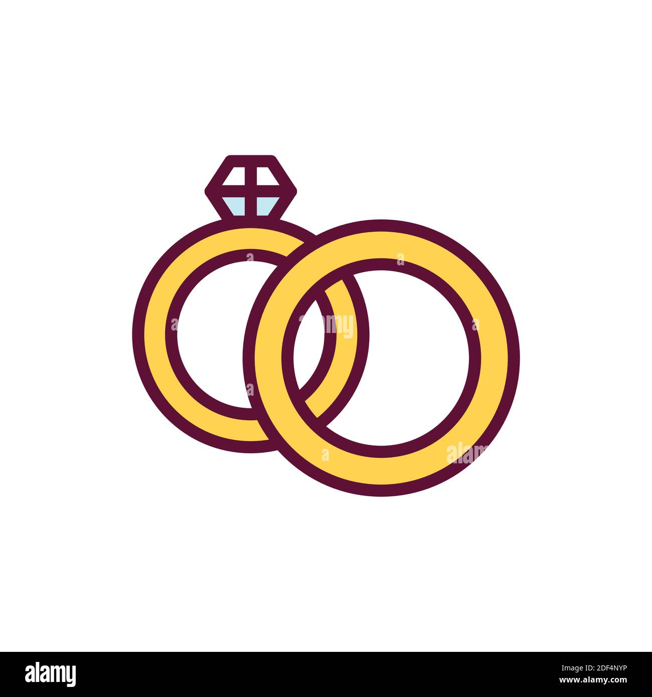 Wedding rings line icon. Isolated vector element. Stock Vector