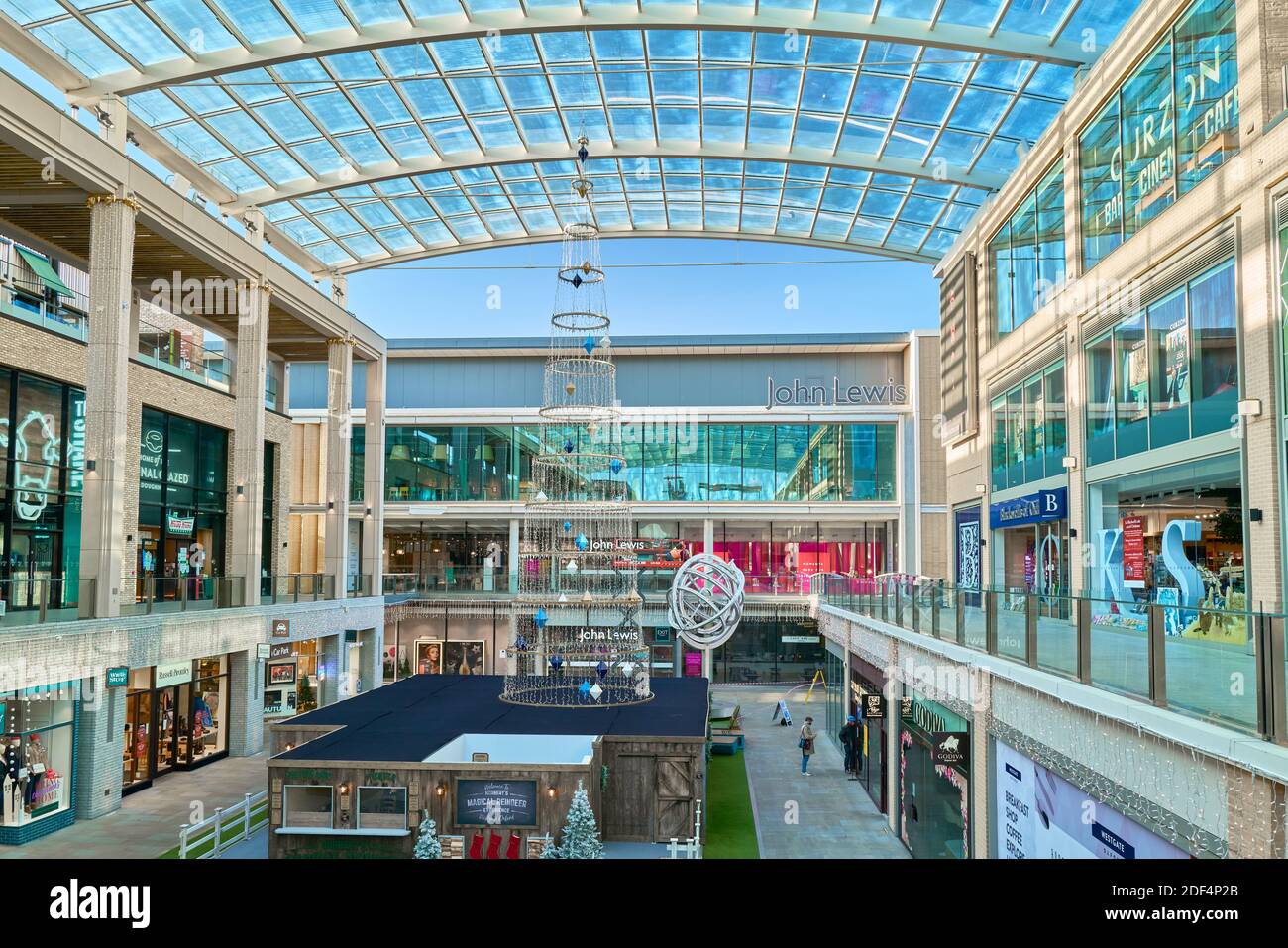 Christmas decorations at Westgate shopping centre, Oxford, England, during the national lockdown caused by covid-19 epidemic, November-December 2020. Stock Photo