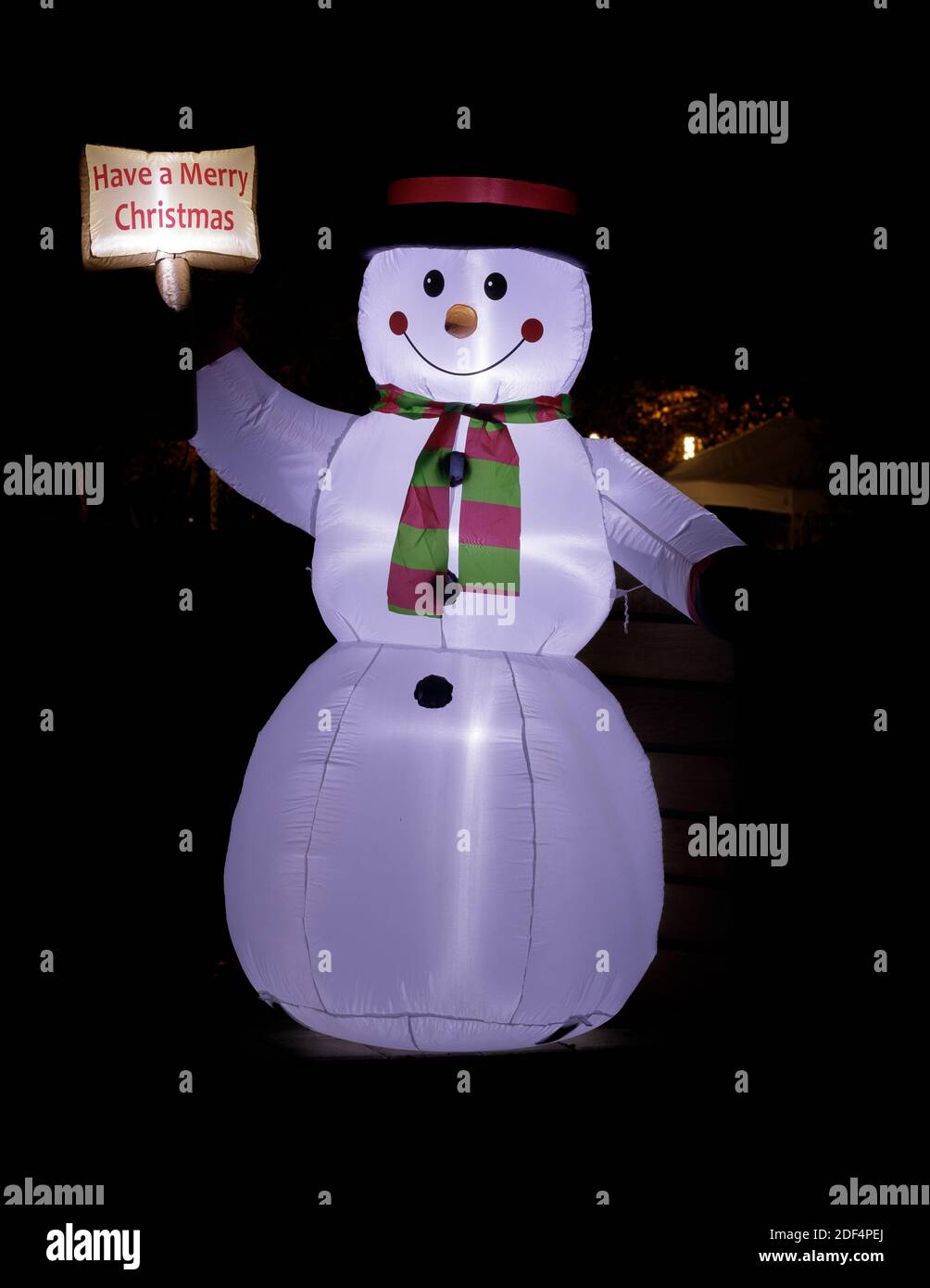 Black and White Christmas Inflatable Snowman Stock Photo