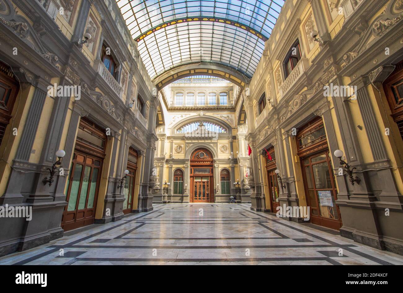 A public shopping gallery built in 1887, Galleria Principe di Napoli is part of the Unesco World Heritage Naples. Here in particular the interiors Stock Photo