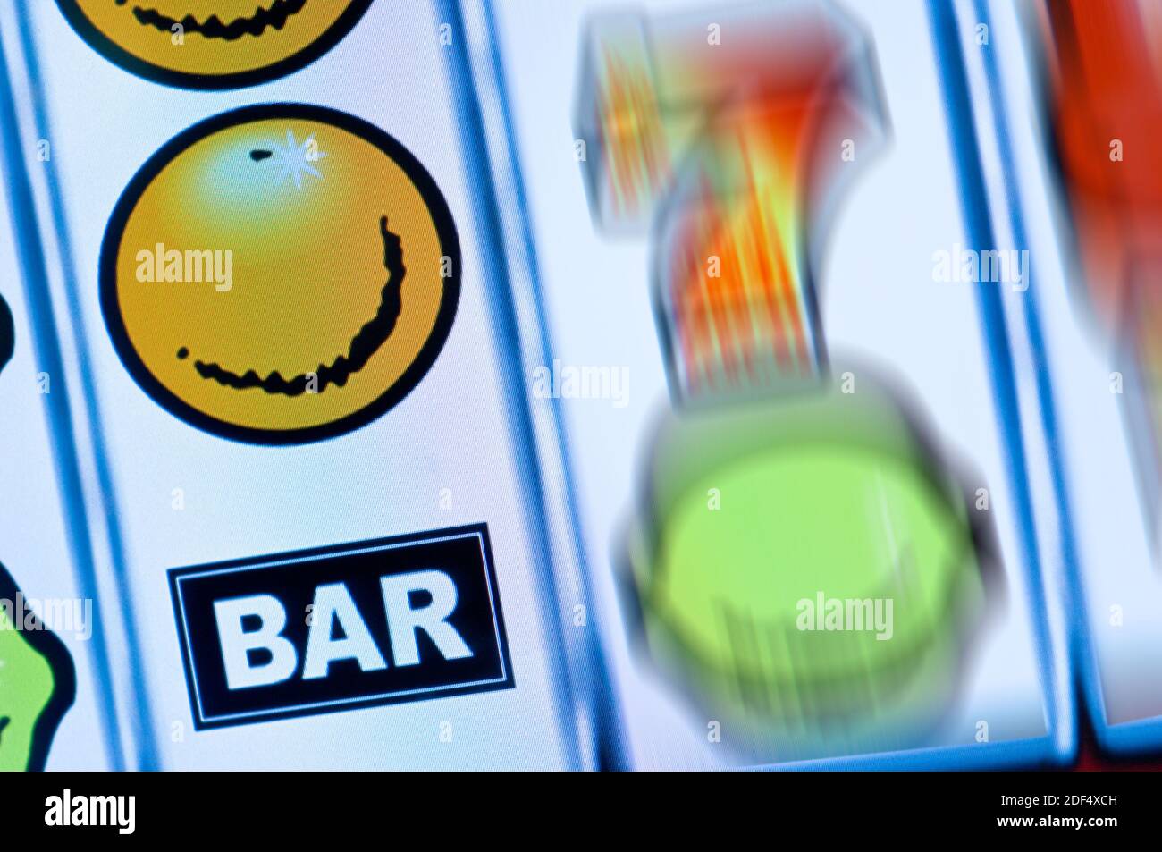 Ausschnitt eines Geldspielautomaten-Displays Stock Photo