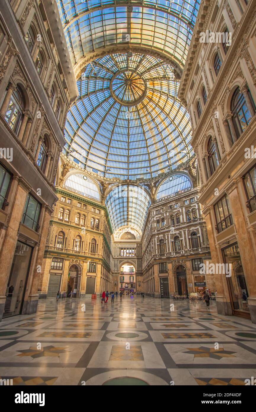 A public shopping gallery built in 1887 and named after King Umberto, Galleria Umberto I is part of the Unesco World Heritage Old Town Naples Stock Photo