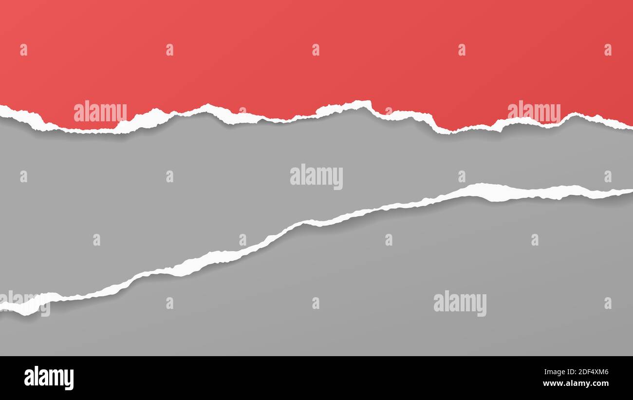Red Ripped Line Pieces of torn, ripped red and white paper strips with soft shadow are ...