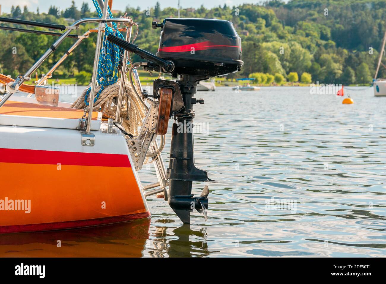Ship propeller. Outboard engine. Yacht on the lake Stock Photo Alamy