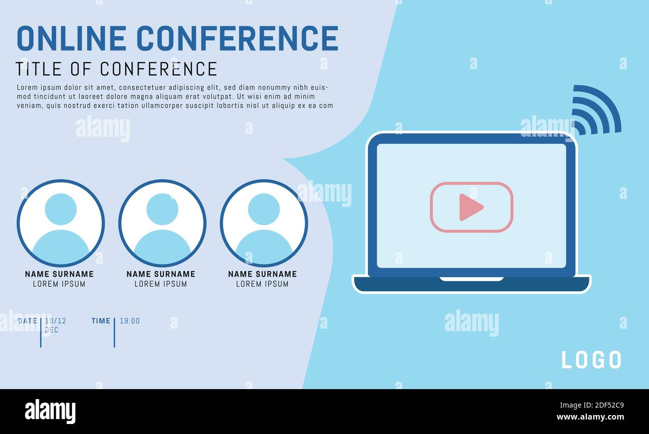Live conference invite template. Banner live webinar promotion for social media. Stock Vector