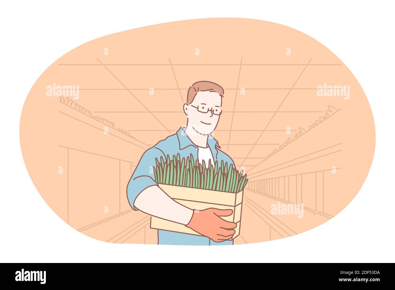 Growing plants and harvesting, farming, job concept Stock Vector Image