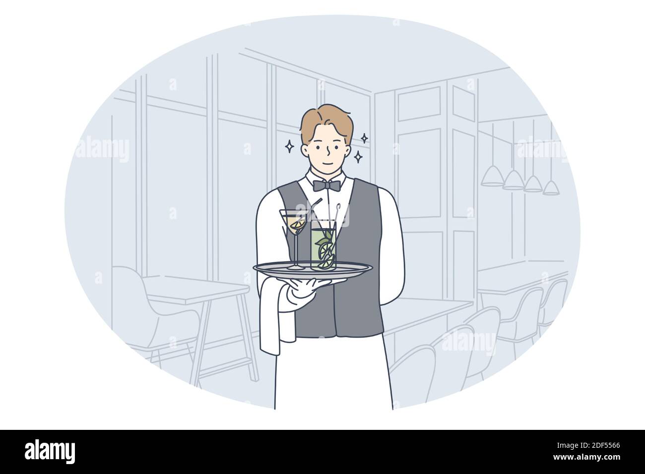 Excellent service, waiter profession, occupation concept Stock Vector ...