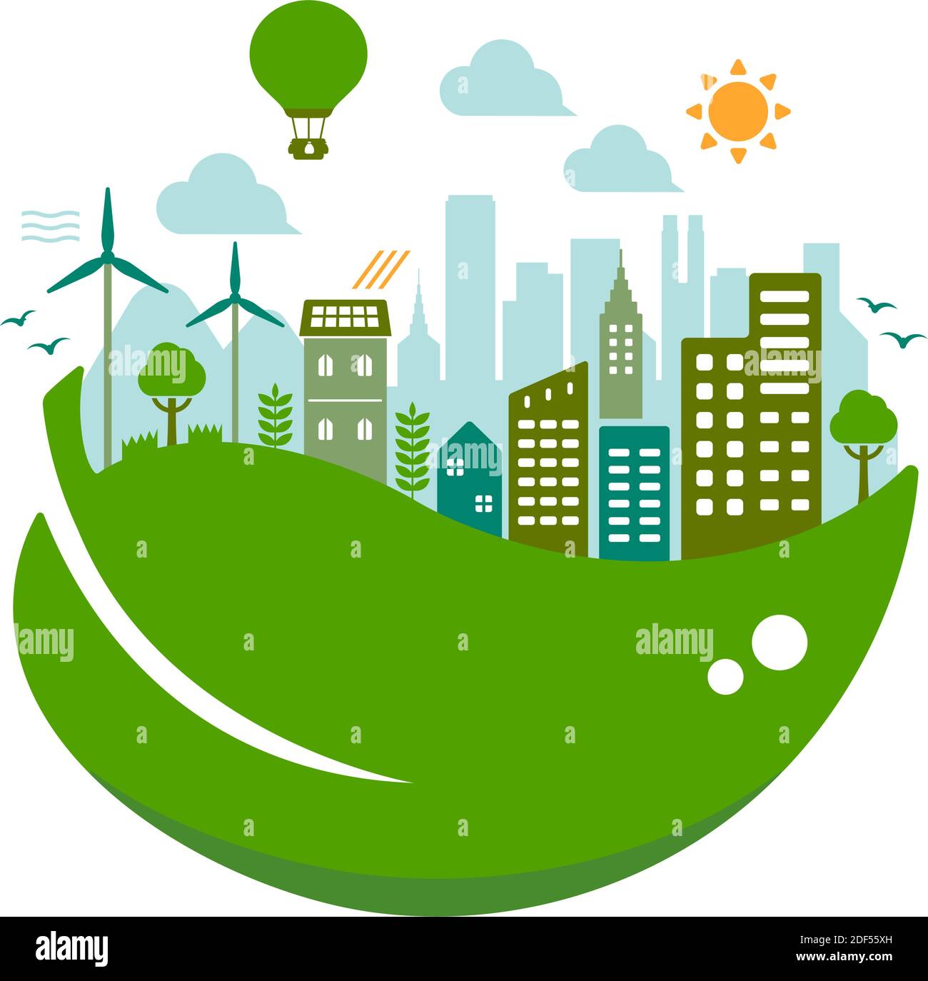 Green eco city vector illustration ( ecology concept , nature ...