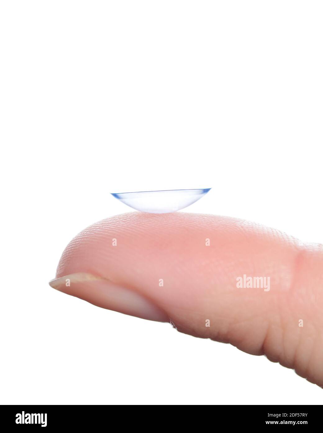 Contact Lens on a Finger Stock Photo