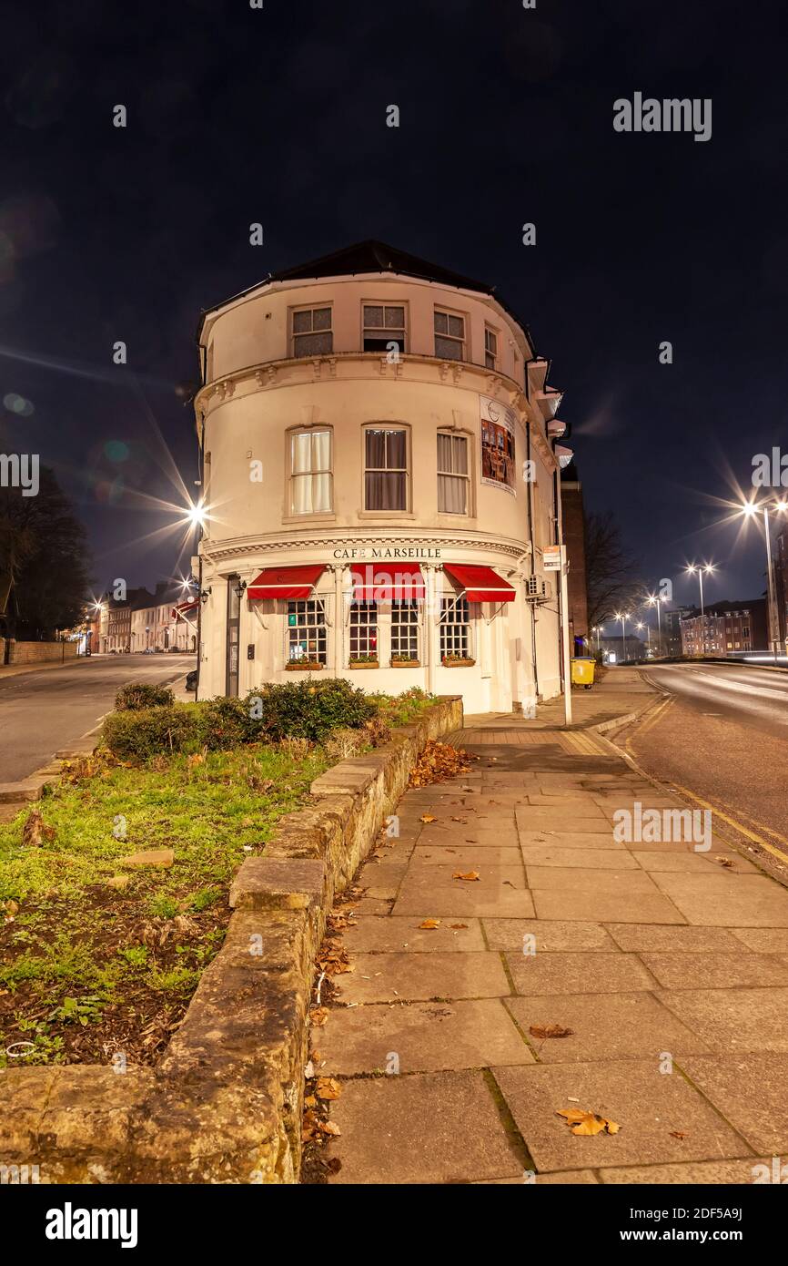 The Cafe Marseille on the corning Sheep street and Broad street near