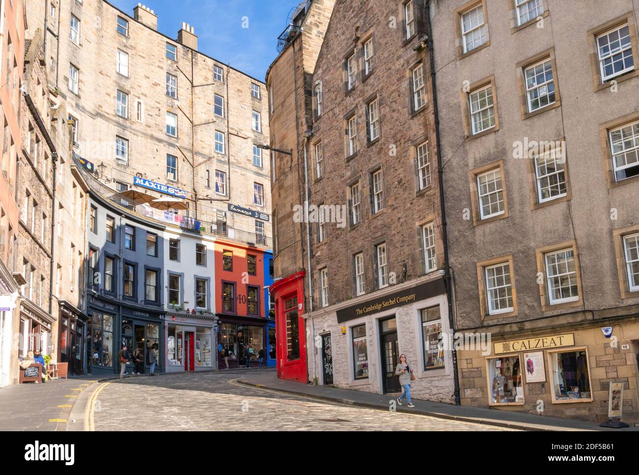 Shops and Shopping in Victoria Street and west bow Old Town, Edinburgh Midlothian Scotland UK GB Europe Stock Photo