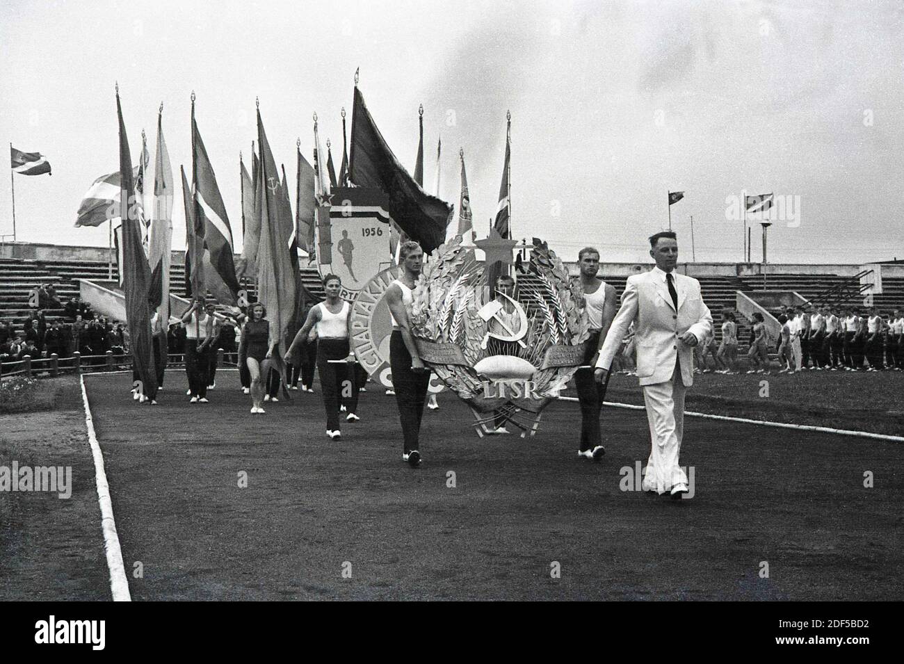 1956-07.  Lithuania, Vilnius, stadium Zalgiris Stock Photo