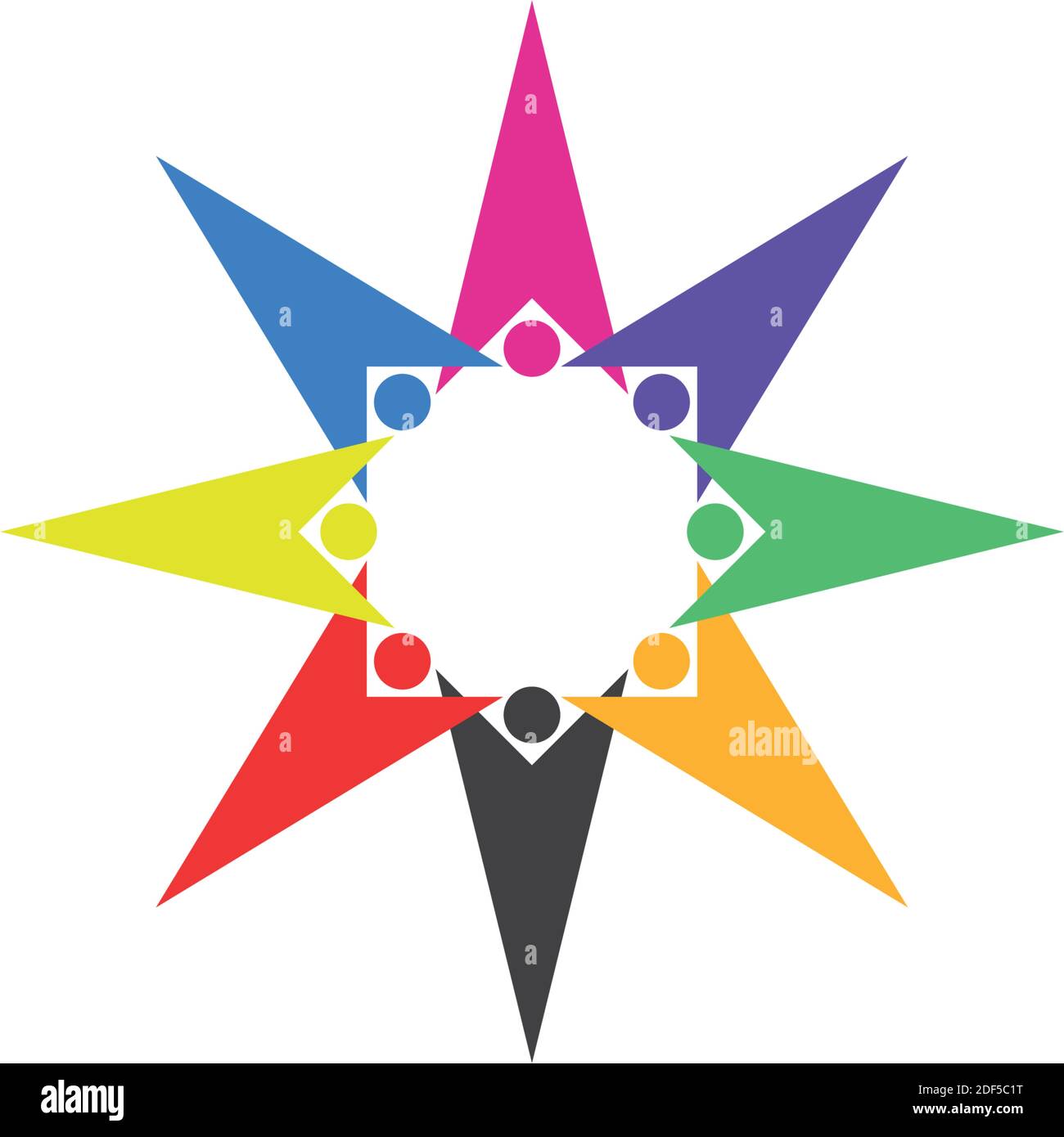 colorful people team star shape logo icon Stock Vector